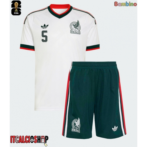 Messico Johan Vasquez #5 Seconda Maglia Bambino Mondiali 2026 Manica Corta (+ Pantaloni corti)